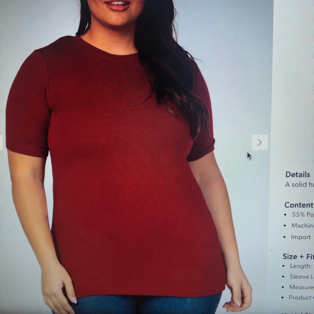 Maternity Plus Size Burgundy Short Sleeve Tee